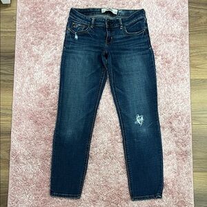 Hollister Women's Distressed Dark Blue Skinny Jeans